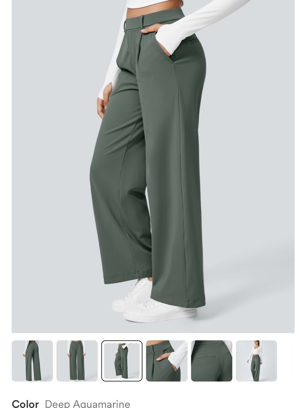 Small Halara Wide Leg High-Rise Pants in Deep Aquamarine
